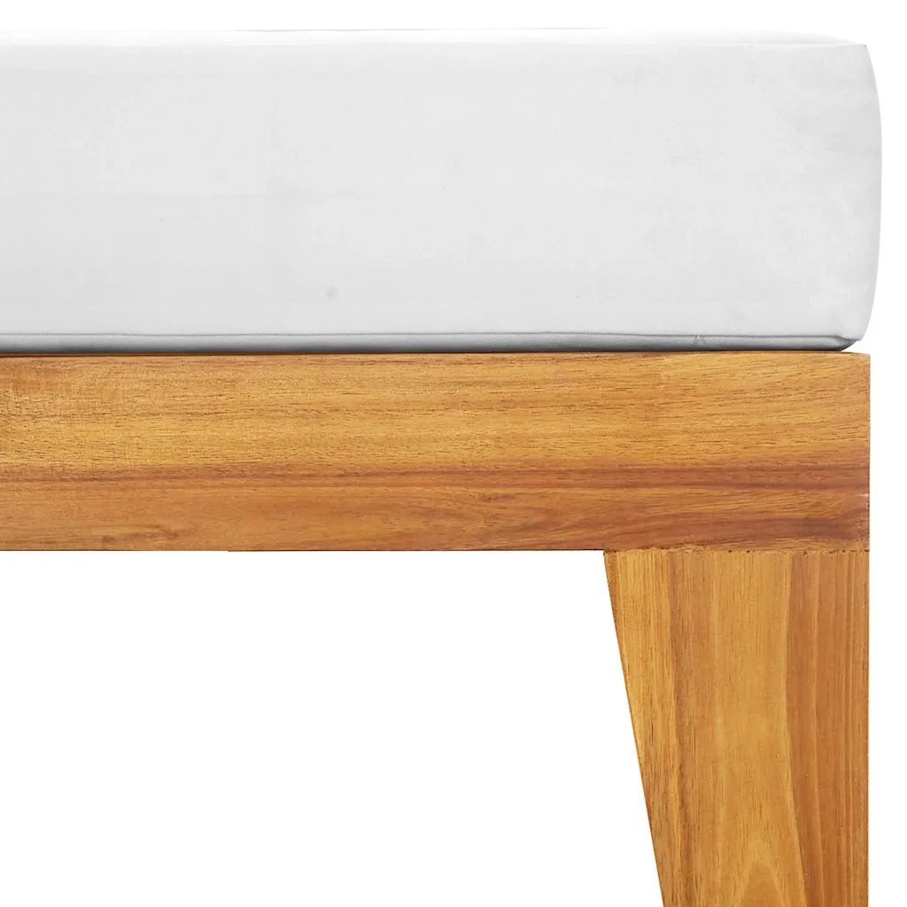 Sedia da giardino-Poggiapiedi con Cuscino Bianco Crema in Massello d'Acacia 398956