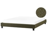 Letto matrimoniale in bouclé verde scuro con rete a doghe 180 x 200 cm stile moderno