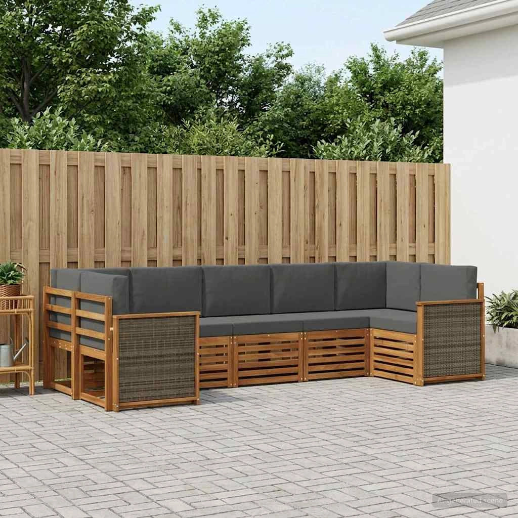 Set di divani da esterno 6 pz Naturale e Antracite 3384798