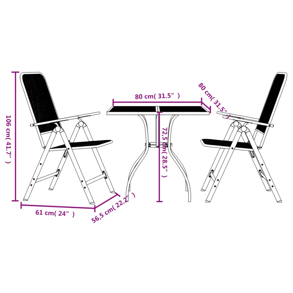 Set da Pranzo da Giardino 3pz Antracite in Rete Metallica 3211817