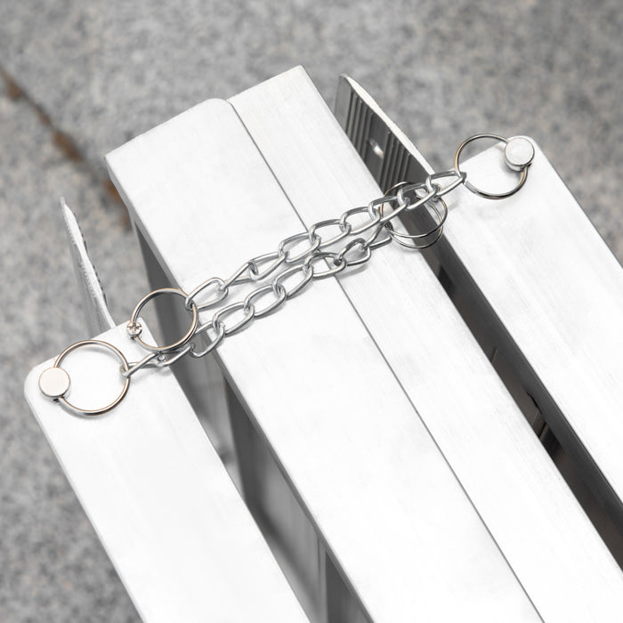 Rampa Pieghevole per Sedia a Rotelle 183x73.5 cm con Rivestimento Antiscivolo e Bordi di Sicurezza in Alluminio Nero