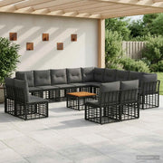 Set di divani da esterno 14 pcs Nero e Grigio scuro Poliestere 3437603
