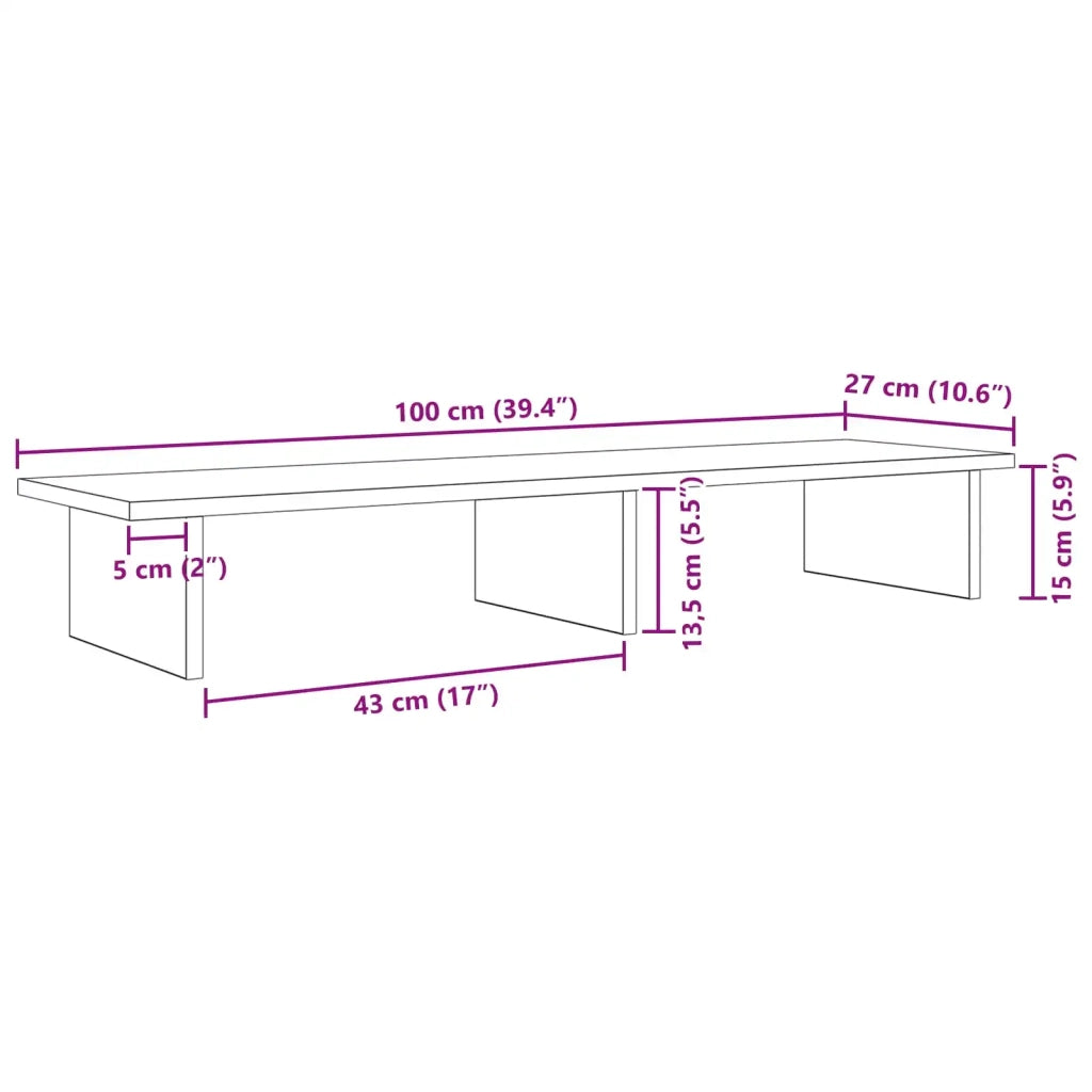 Supporto per Monitor Rovere Nero 100 x 27 x 15 cm 8009605