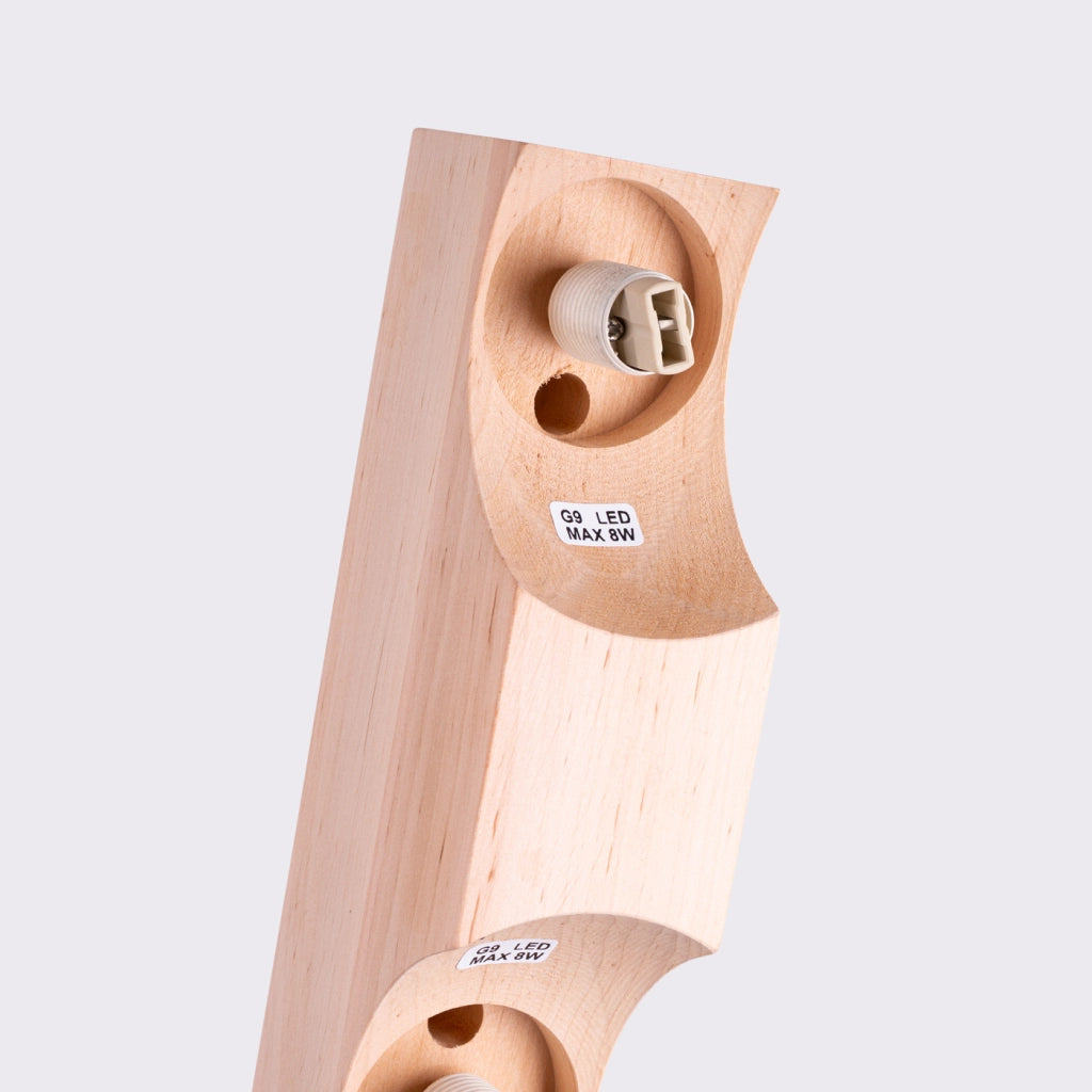 Lampada a sospensione moderna BULBO Peach Puff a 2 luci in legno e vetro IP20