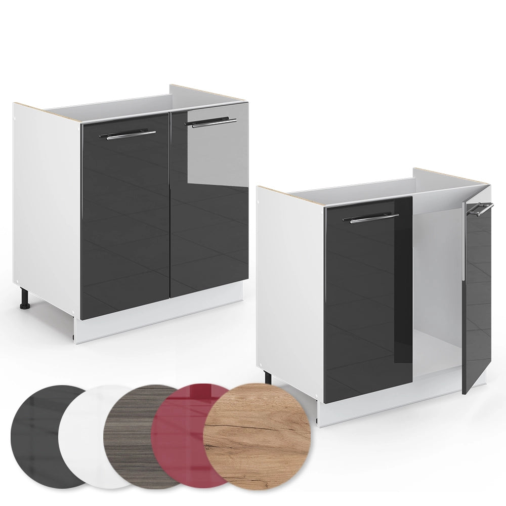 Mobile lavello cucina Fame-Line Antracite lucido/Bianco 80 cm senza piano di lavoro Vicco