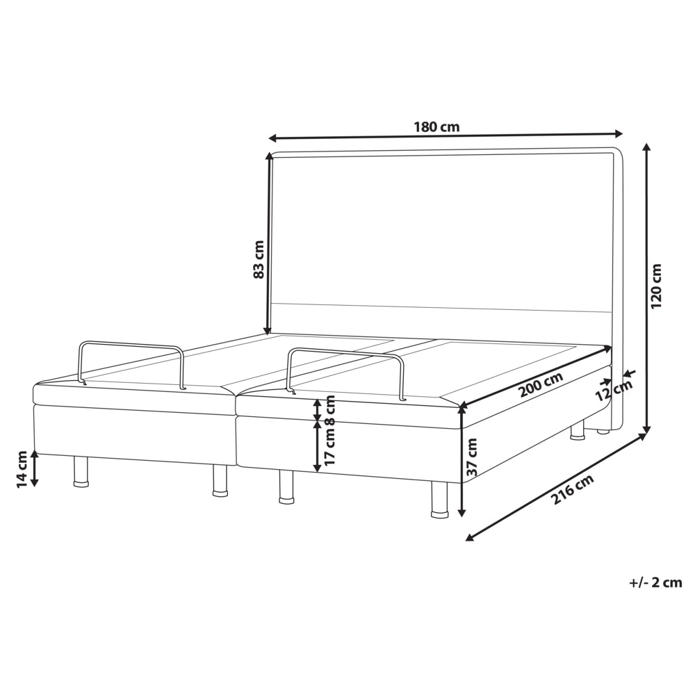 Letto matrimoniale Tessuto beige chiaro Elettrico 180 x 200 cm regolabile tramite telecomando Rivestimento in ciniglia