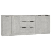 Credenze 3 pz | Madia | Buffet da pranzo | Armadio da pranzo Grigio Cemento in Legno Multistrato