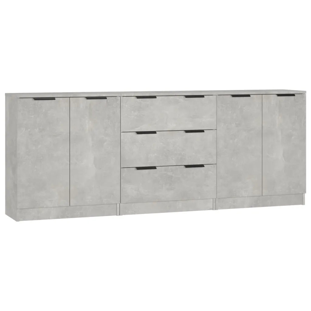 Credenze 3 pz | Madia | Buffet da pranzo | Armadio da pranzo Grigio Cemento in Legno Multistrato