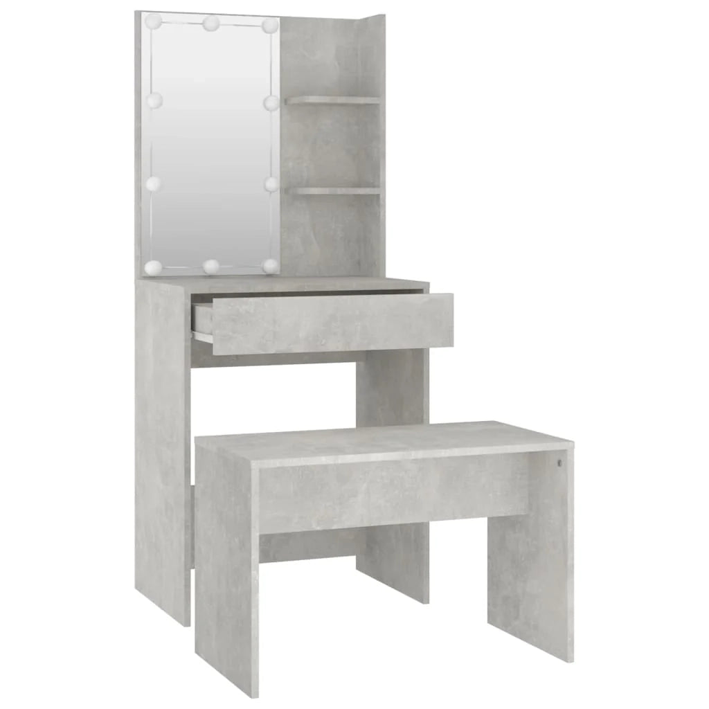 Tavolo da toeletta tavolo da trucco sgabello mobili di design mobili per camera da letto con illuminazione a LED 60 x 40 x 140 cm legno ingegnerizzato grigio 02_0006407