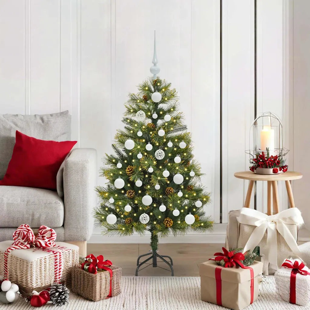 Albero di Natale artificiale pieghevole con coni Verde 120 cm 3395074