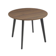 Tavolo da pranzo rotondo effetto legno con gambe in metallo nero 4