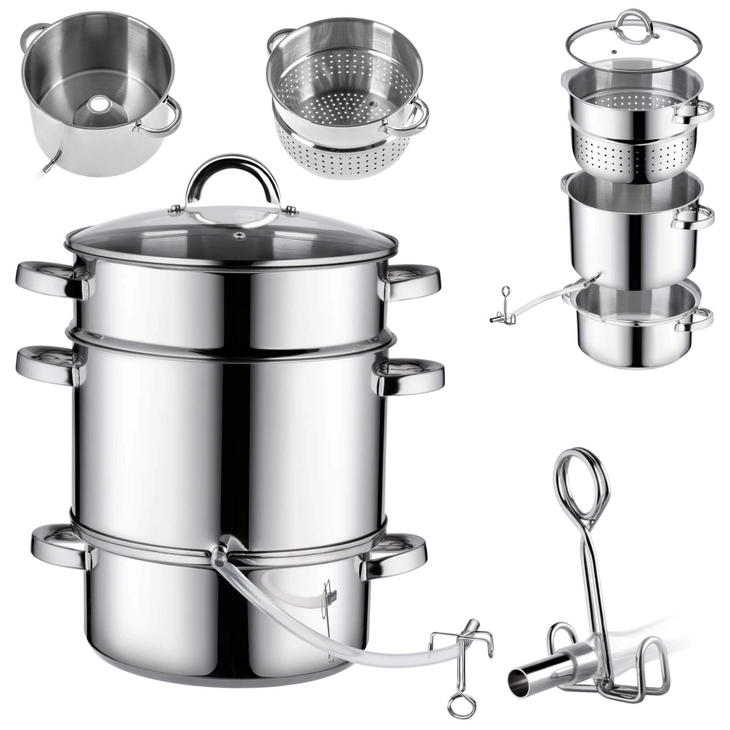 KADAX Spremiagrumi da 8 litri in acciaio inox, a vapore, a induzione e a gas, 3 in 1, grande