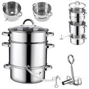 KADAX Spremiagrumi da 8 litri in acciaio inox, a vapore, a induzione e a gas, 3 in 1, grande