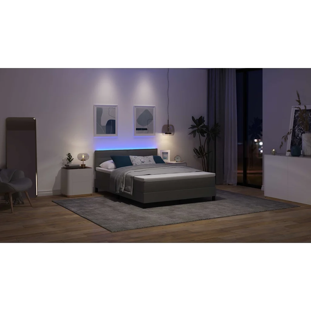Letto a molle con materasso Grigio scuro 140 x 190 cm Tessuto