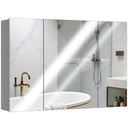 Armadio a muro per bagno con 3 ante specchio e ripiani regolabili ¨C Zephmum ¨C MDF grigio 90x60x15 cm