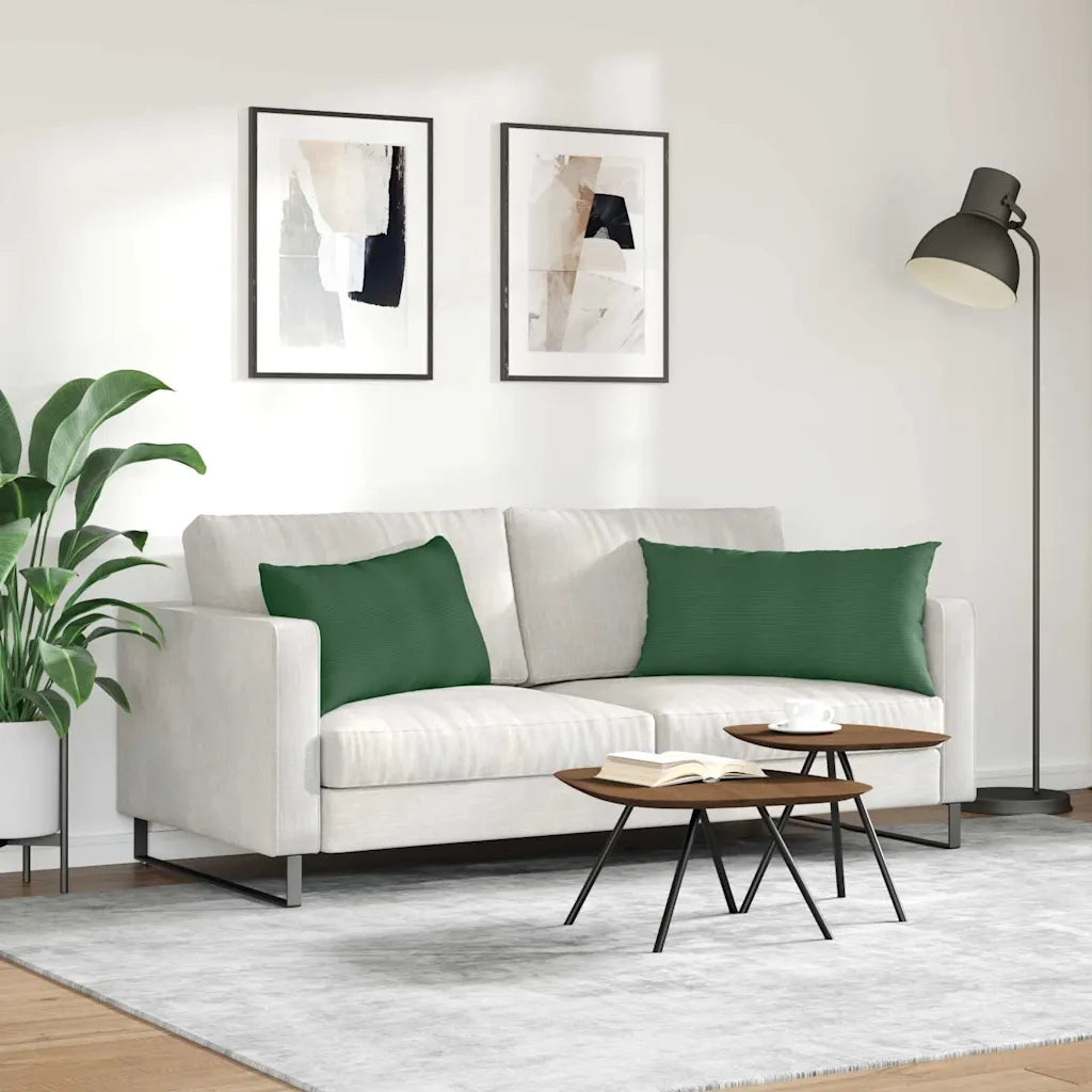 Cuscini da Divano 2 pz | Cuscini per sedie Verde Scuro 80 x 40 cm Tessuto in Cords