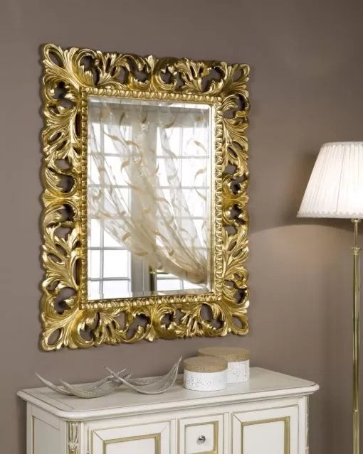 Specchiera in foglia oro rettangolare misure: 87 x 107 x 6