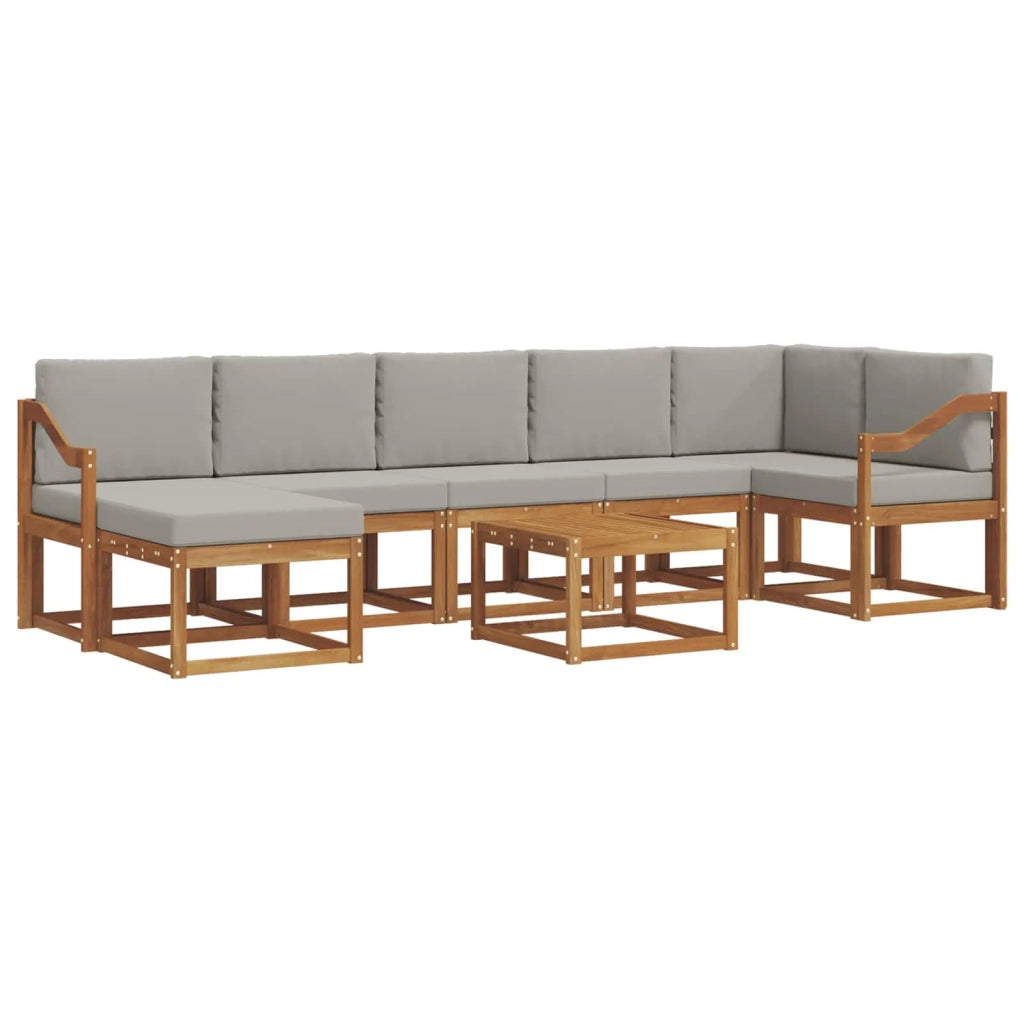 Set di divani da esterno 8 pcs Grigio Naturale e Chiaro