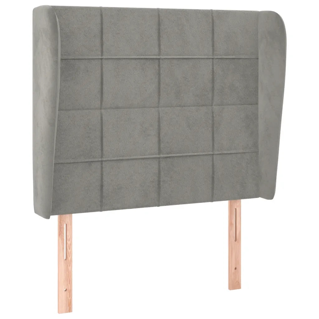 Testiera ad Orecchio Grigio Chiaro 103x23x118/128 cm in Velluto cod mxl 52849