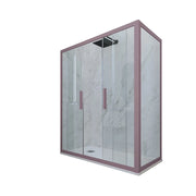 Box doccia 2 ante scorrevoli 80x130 CM H 200 Vetro Trasparente Profilo Lavanda mod. Glam Duo