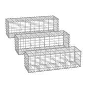 Gabbione per pietre gabbia metallica cestino per pietre maglia 5 x 10 cm zincato muro decorazione da giardino 100 x 30 x 30 cm set da 3 argento 12_0005960