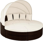 Isola Prendisole Polyrattan Ø230 Baldacchino Cuscini Lettino Set Lounge Componibile
