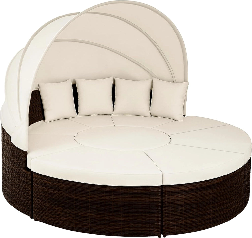 Isola Prendisole Polyrattan Ø230 Baldacchino Cuscini Lettino Set Lounge Componibile