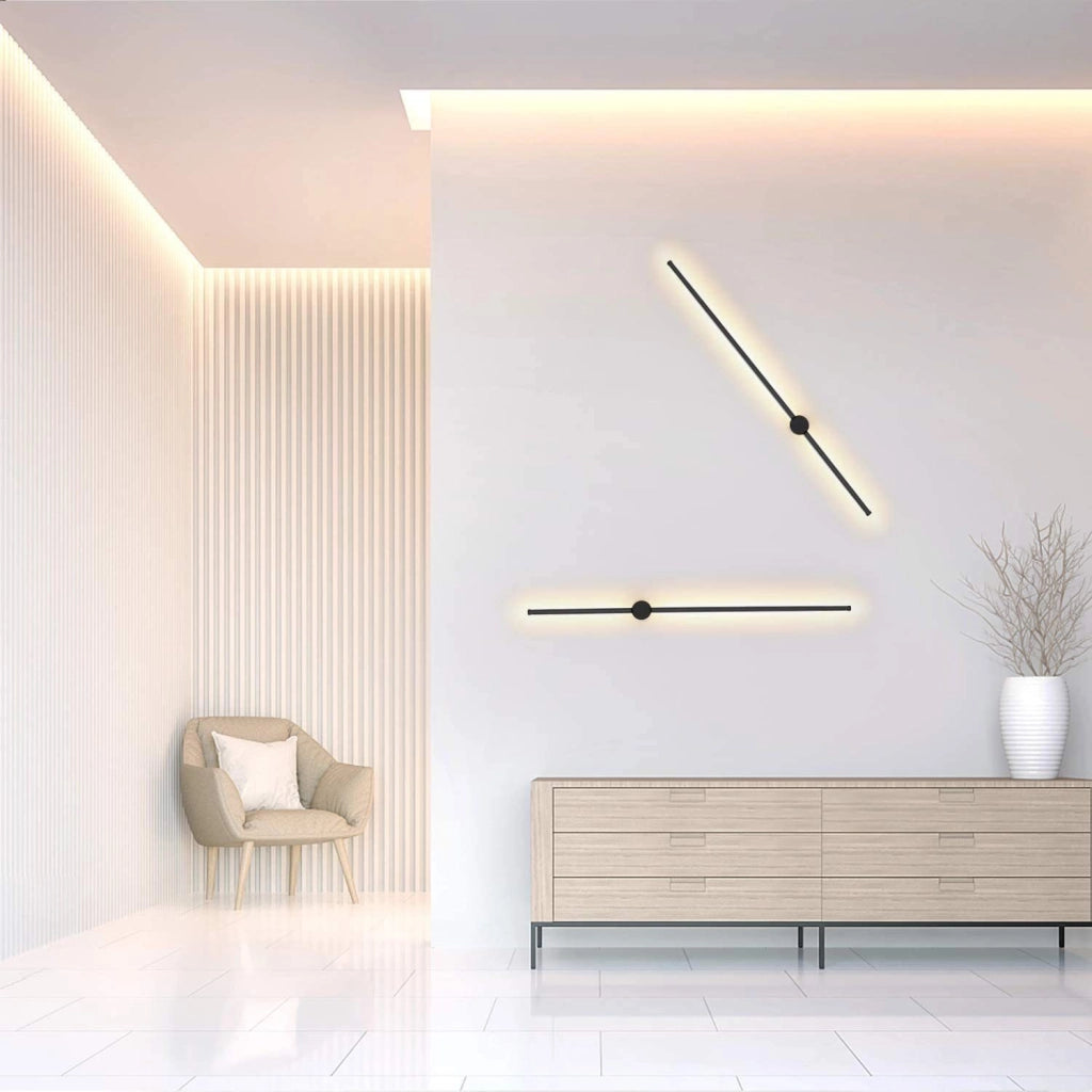 ZMH Applique da parete a LED per interni nera moderna 100cm girevole per scale