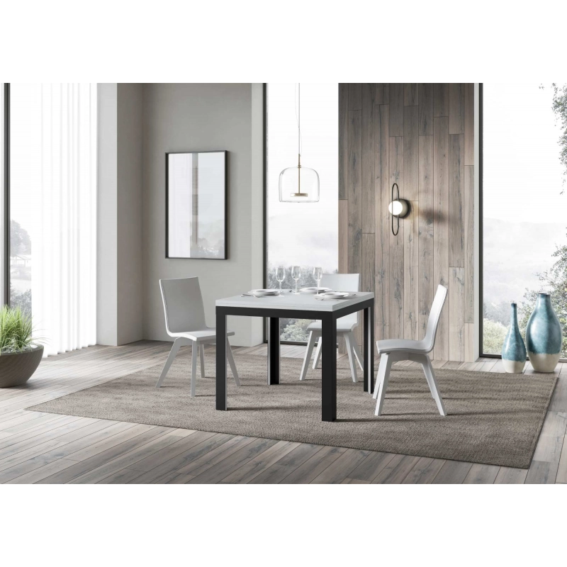 Tavolo apribile 90x90/180 cm Linea Libra telaio Antracite - Bianco Frassino