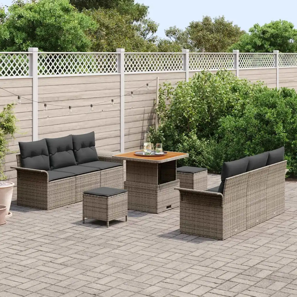 Set Divano da Giardino con cuscino 9 pcs Grigio polyrattan 3362088