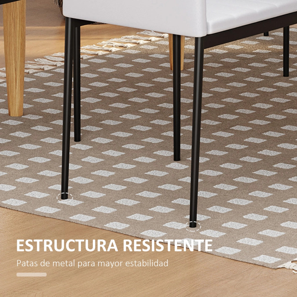 Set 4 Sedie da Pranzo Imbottite ¨C Zephmum ¨C Bianco Metallo 41x50x97 cm