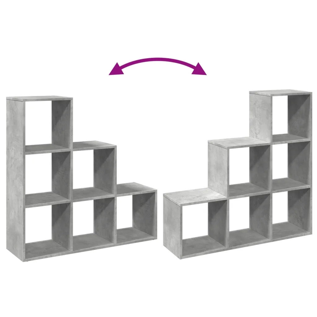 Libreria Divisorio 3 Ripiani-Scaffale per Libri-Mobile di Stoccaggio Grigio Cemento 99x29x99 Truciolato