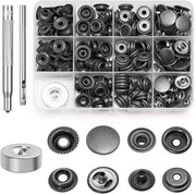 Set di Dadi di Allacciatura senza Saldatura - 15mm Acciaio Inossidabile - Con 3 Strumenti di Regolazione - Pressa per Dadi per Abbigliamento Giacche Fai da Te Artigianato