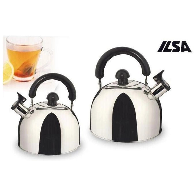 Ilsa 112500 Bollitore in Acciaio Inox con Fischietto 3 L Fondo Adatto Induzione Manico Bachelite colore Argento