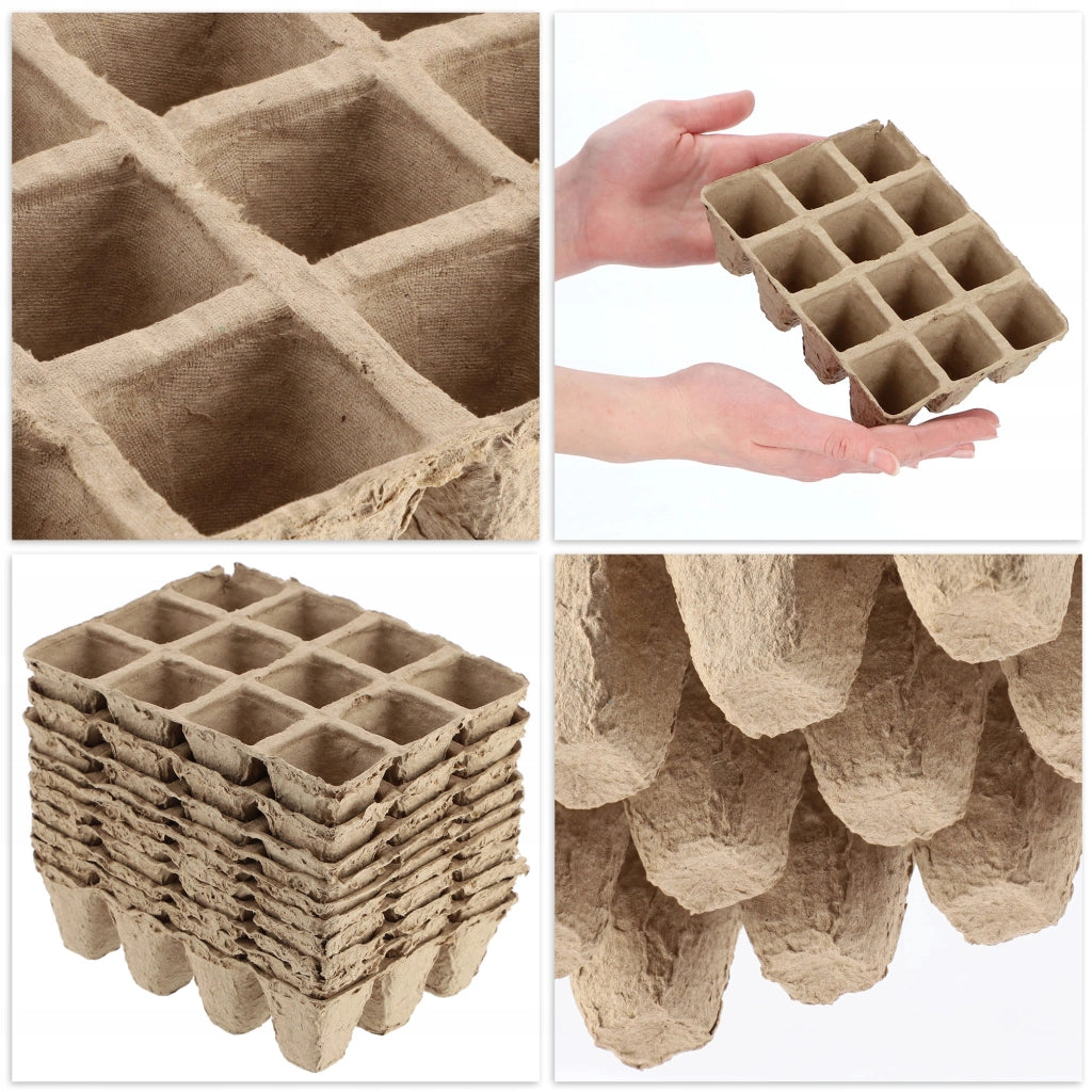 Vasi per semina biodegradabili in torba KADAX, 10 vassoi, 120 pezzi.
