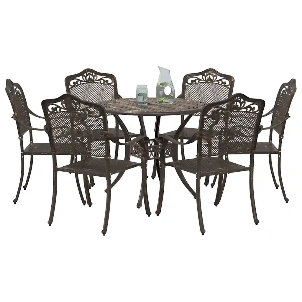 Set da Pranzo per Giardino 7 pcs Bronzo Alluminio 3334704