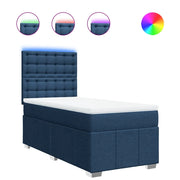 Letto singolo | Letto per adulti | Giroletto a Molle con Materasso Blu 100x200 cm in Tessuto
