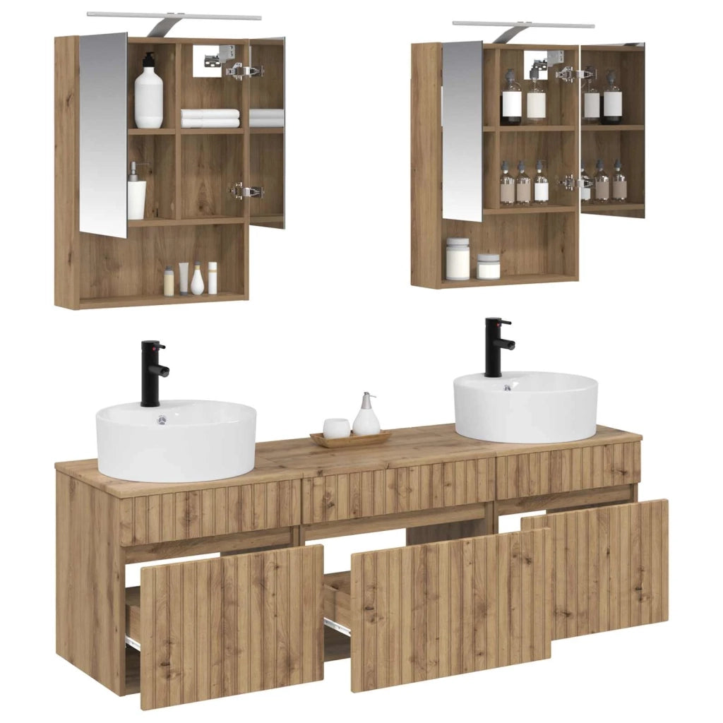 Set di Armadi da Bagno 5 pcs Rovere Artigianale 3406606