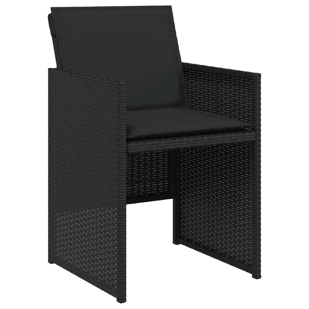 Sedie da Giardino con Cuscini 4 pz | Sedie da Esterno Nere in Polyrattan