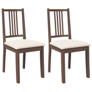 Sedie da Pranzo con Cuscini 2 pz | Sedie da cucina Marrone Legno Massello di Hevea