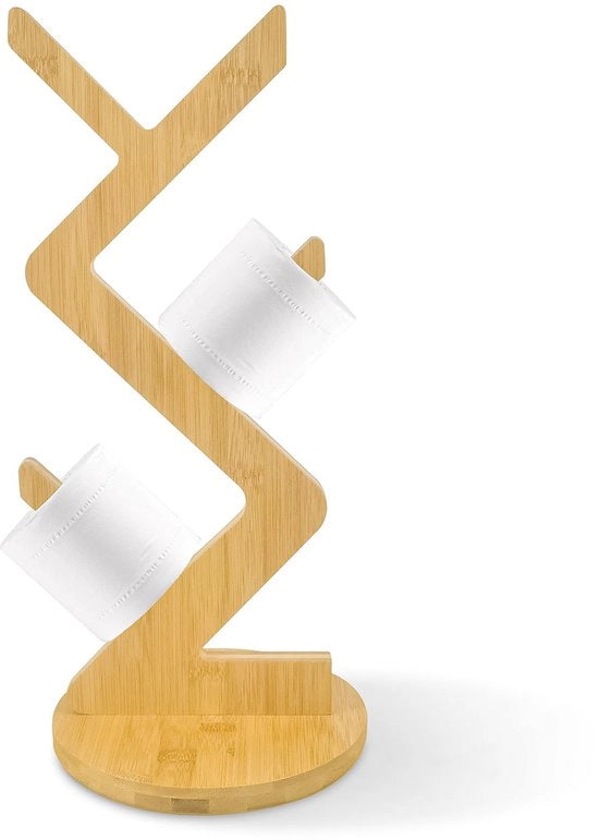 Supporto per carta igienica in bambù a 3 rulli, supporto per carta igienica, spaziale, supporto per carta igienica, houtkleur