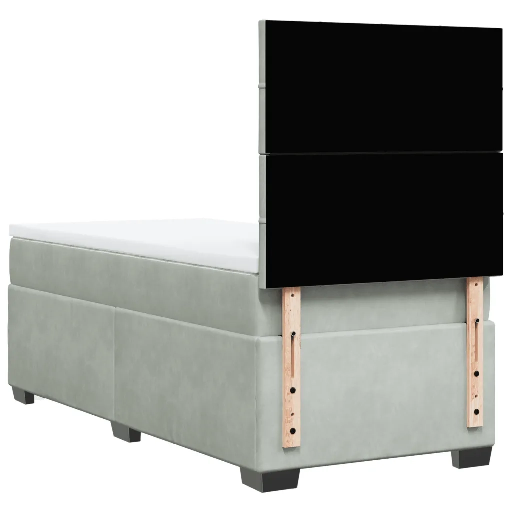 Giroletto a Molle con Materasso Grigio Chiaro 100x200cm Velluto