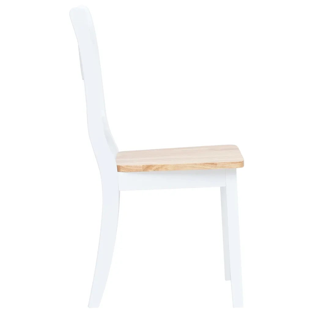 Sedie da Pranzo 4 pz Bianco e Naturale in Massello di Hevea 247359