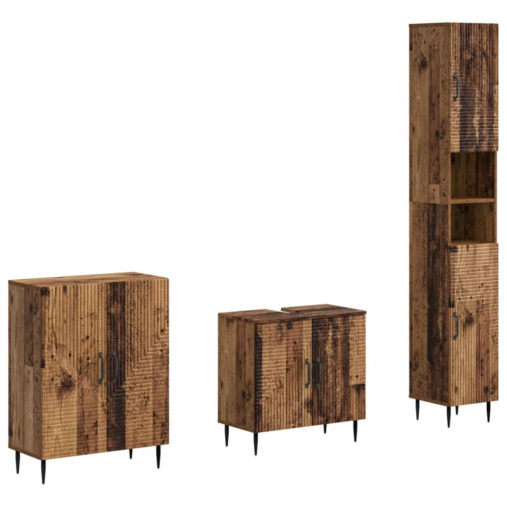 Set di armadietti da bagno in 3 pezzi HAARLEM Legno antico 3417457