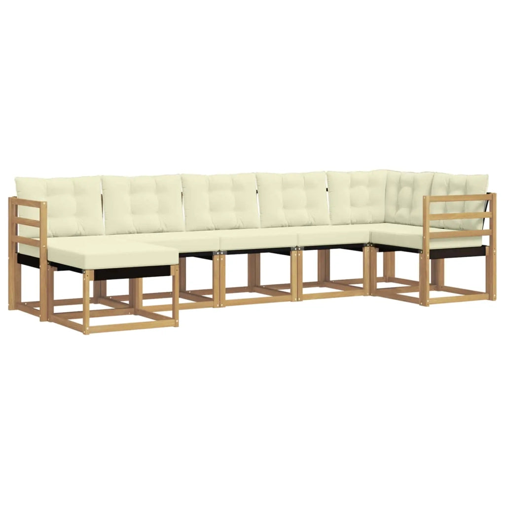 Set di divani da esterno con cuscino 7 pcs Bianco e Crema