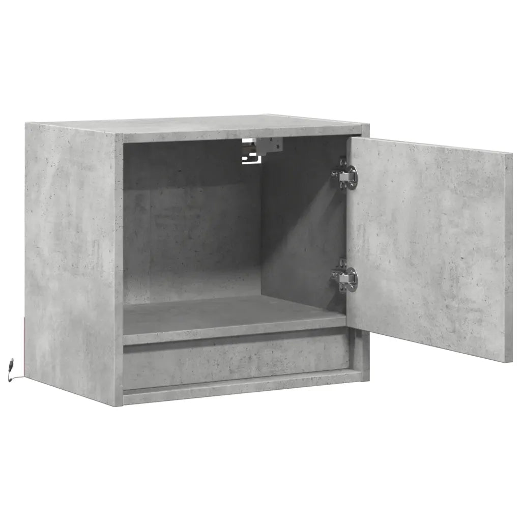 Comodini a Parete con Luci LED 2 pz Grigio Cemento