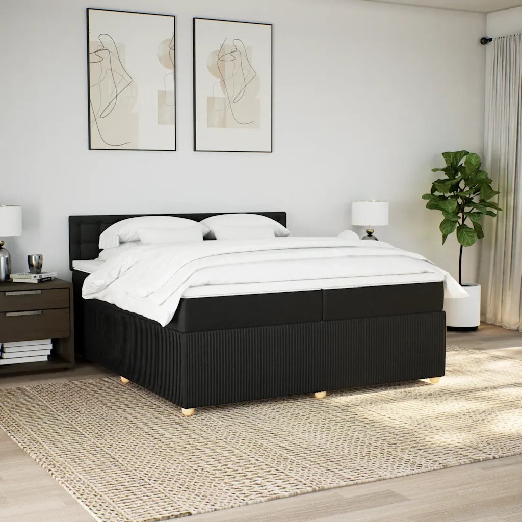 Giroletto a Molle con Materasso Nero 200x200 cm in Tessuto 3287579
