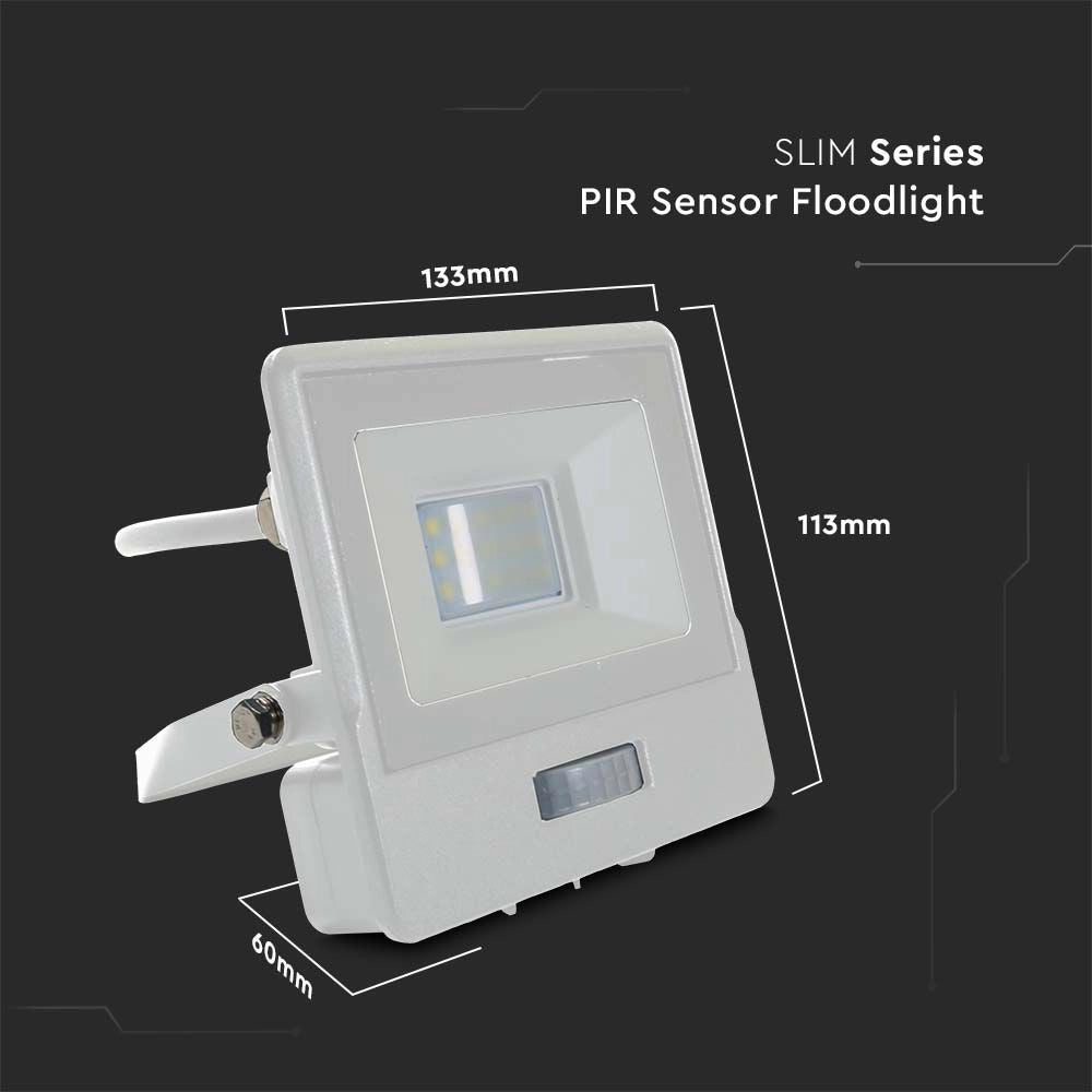 Proiettore LED Sensore PIR 10W SAMSUNG Bianco 6400K Cavo 1m 735lm – V-TAC – VT-118S-1-W