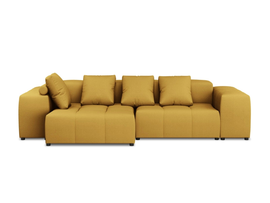 Cosmopolitan Design - Divano angolare modulare reversibile "Rome" 4 posti in tessuto strutturato giallo 