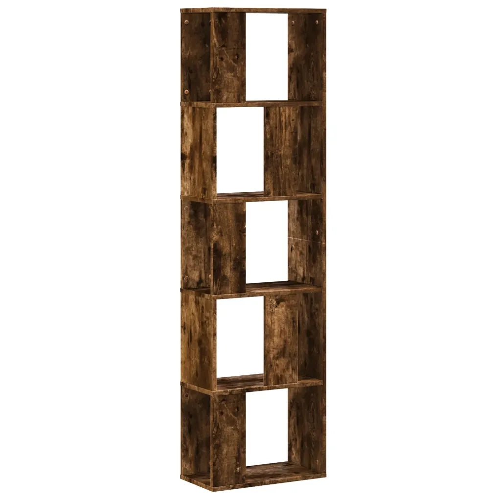 Libreria 5 Ripiani-Scaffale per Libri-Mobile di Stoccaggio Rovere Fumo 45x23,5x162,5cm Legno Multistrato